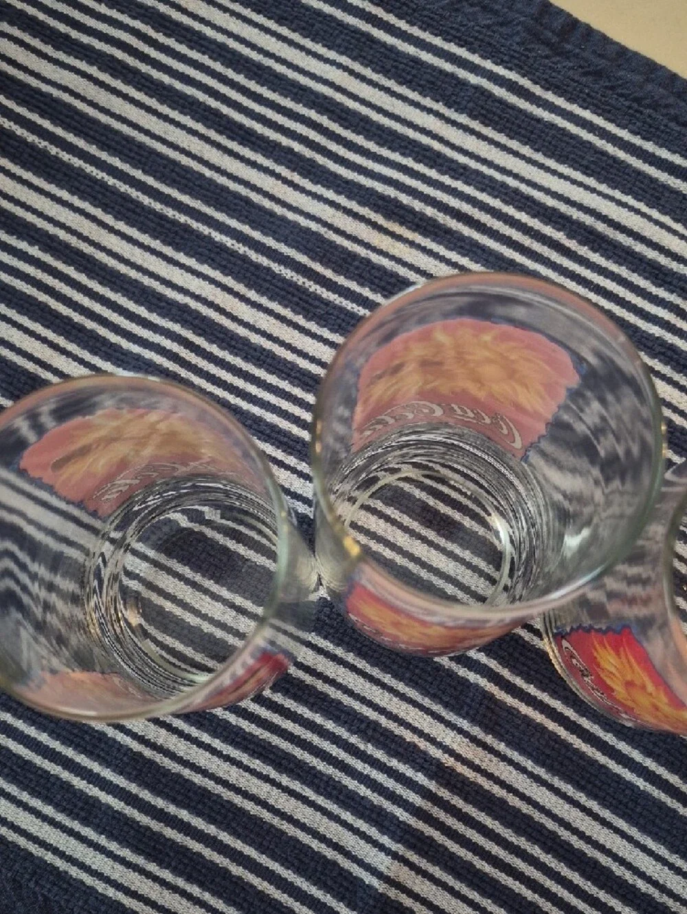 Vintage Set Of 4 Coca-Cola Red & Yellow‎ Sunburst Logo Drinking Glasses